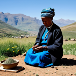 레소토에서의 전통적 의료 시술 - Ngaka at Work**

"A professional Ngaka (traditional healer) in Lesotho, fully clothed in modest trad...
