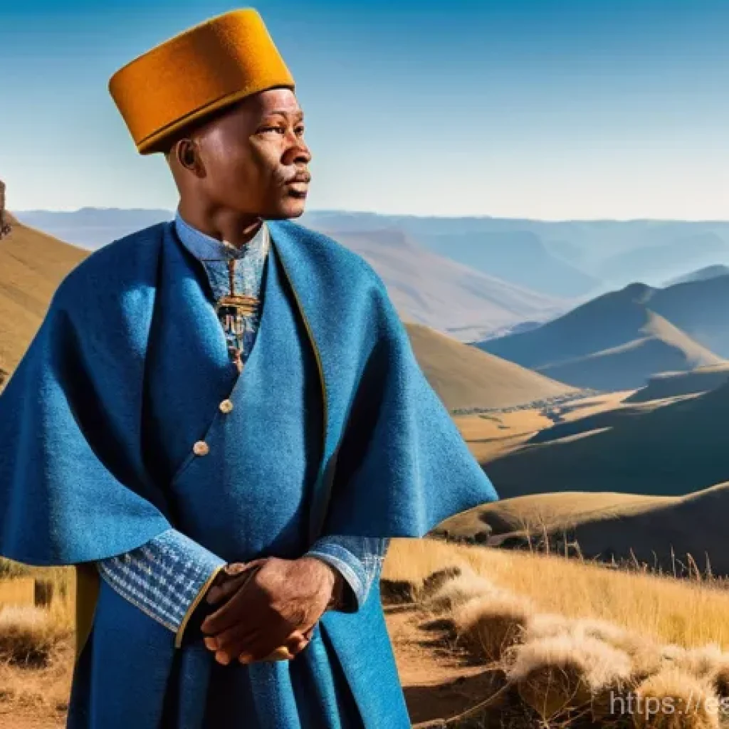 레소토 정치 구조와 정당 - **Prompt 1: The Monarchy and Tradition in the Mountains**
    "A majestic and dignified portrayal of...