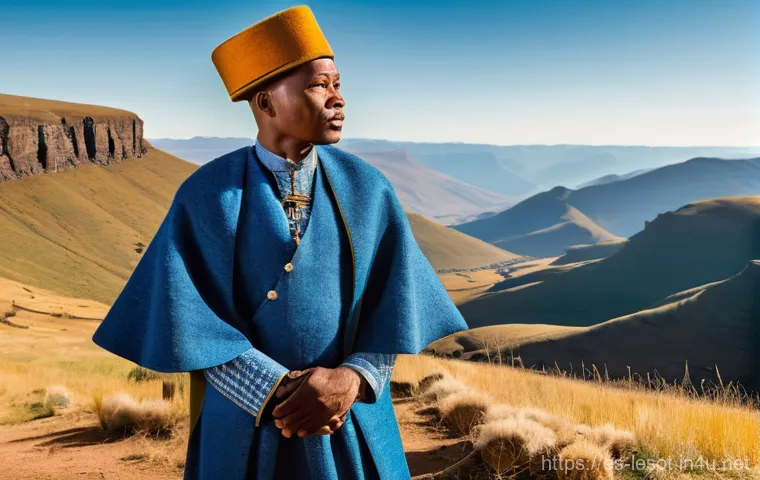 레소토 정치 구조와 정당 - **Prompt 1: The Monarchy and Tradition in the Mountains**
    "A majestic and dignified portrayal of...