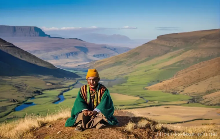 레소토의 인기 음악 장르 - **Famo Music Gathering in a Mountain Village:** A vibrant, highly detailed photographic scene of Bas...