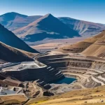 레소토의 경제 성장률 및 전망 - **A majestic landscape shot of the Maloti Mountains in Lesotho, showcasing a remote diamond mining o...